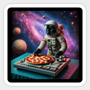 Dj Pizza Cat in Space Sticker